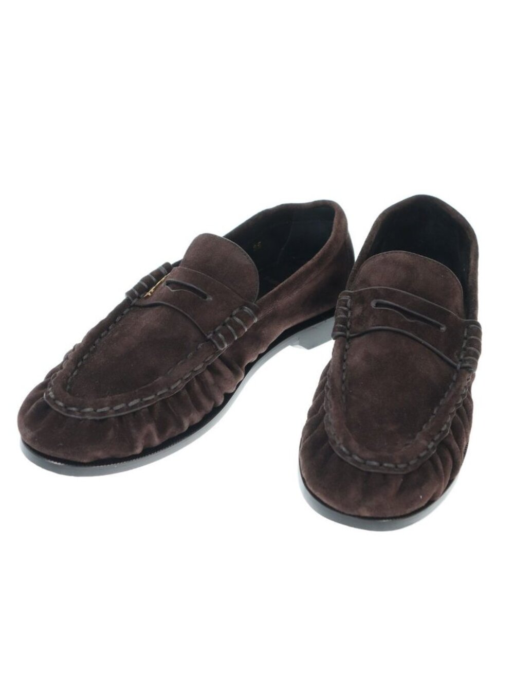 Saint Laurent Paris le Loafers Soft Suede Leather Brown